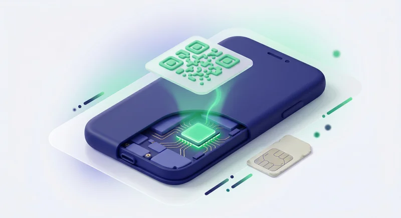 Сканирование QR-кода для установки eSIM на iPhone